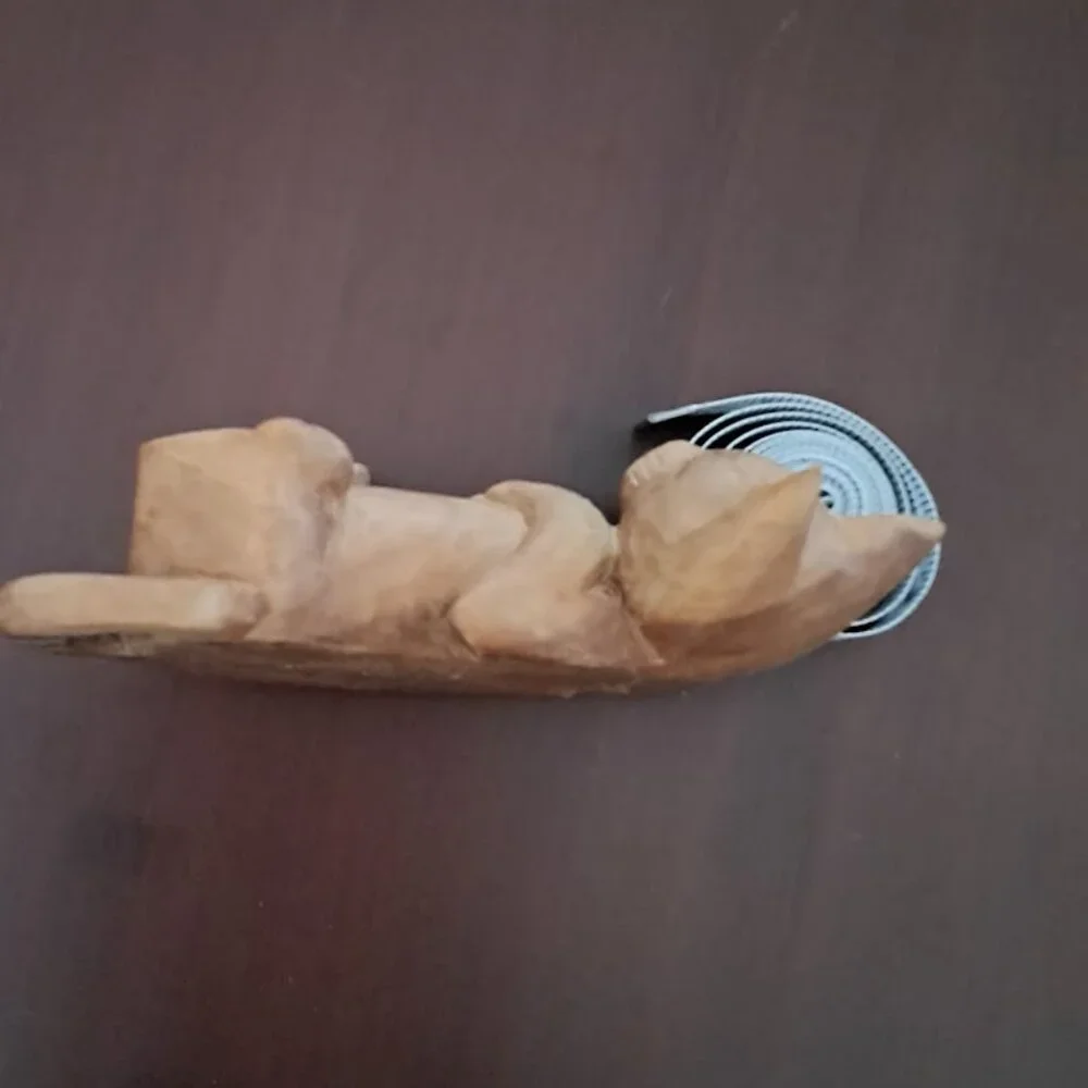 Vintage Balinese Hand Carved Wooden Sleeping Cat Folk Art Figurine - Picture 3 of 9